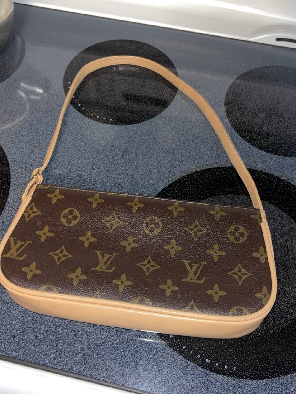 Monogram Canvas Shoulder Bag with Natural Trim